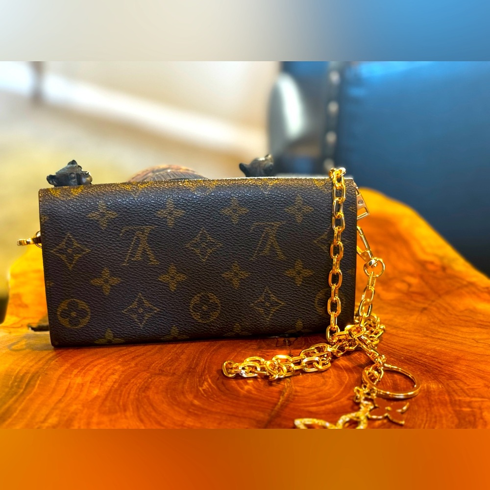 Louis Vuitton monogram long Sarah wallet converted to Crossbody vintage - Picture 4 of 15